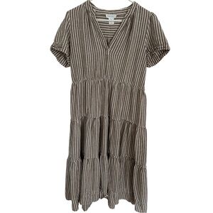 Cynthia Rowley Brown V-Neck Ruffled Midi Dress